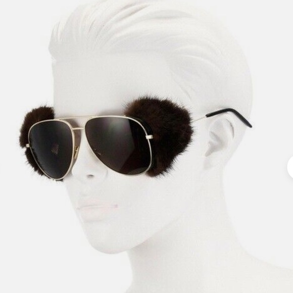 SAINT LAURENT DETACHABLE NATURAL MINK FUR ON SUNGLASSES, SO COOL FOR FUR FANS❣️ - Picture 14 of 16